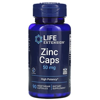 Life Extension, Cápsulas de zinc, Alta potencia, 50 mg, 90 cápsulas vegetales