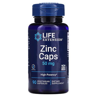 Life Extension, Cápsulas de Zinco, Alta Potência, 50 mg, 90 Cápsulas Vegetarianas