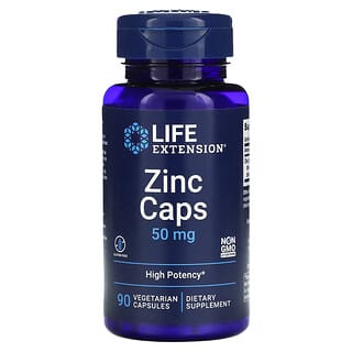 Life Extension, Cápsulas de zinc, Alta potencia, 50 mg, 90 cápsulas vegetales