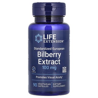 Life Extension, стандартизований екстракт європейської чорниці, 100 мг, 90 вегетаріанських капсул