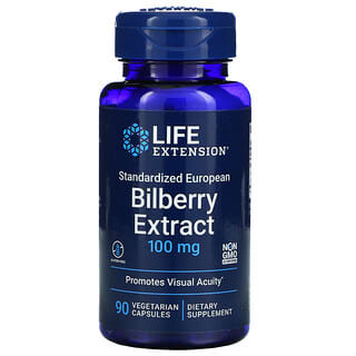 Life Extension, стандартизированный экстракт черники обыкновенной, 100 мг, 90 растительных капсул
