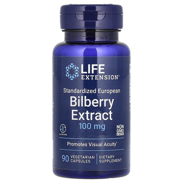 Life Extension, 標準歐洲越橘提取物，100 毫克，90 粒素食膠囊
