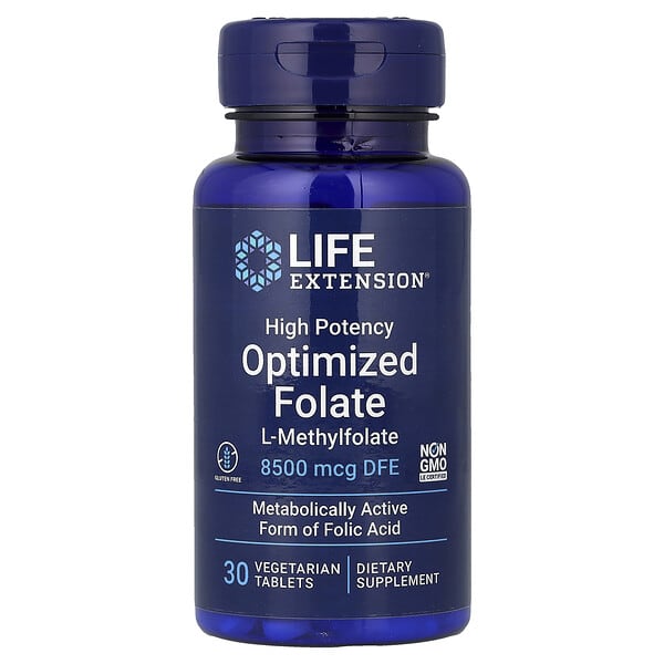 Life Extension, 優效優質葉酸，8500 微克 DFE，30 粒素食片