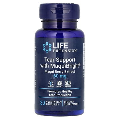 Life Extension, Tear Support with MaquiBright, Maqui Berry Extract, 60 mg, 30 Vegetarian Capsules