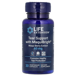 Life Extension, Tear Support with MaquiBright, Maqui Berry Extract, 60 mg, 30 Vegetarian Capsules