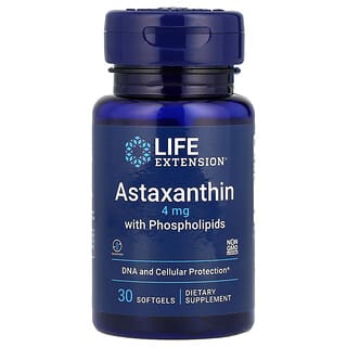 Life Extension, Astaxantina com Fosfolipídios, 4 mg, 30 Cápsulas Softgel