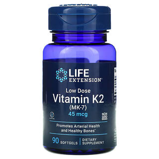Life Extension, جرعة منخفضة من فيتامين ك 2 (ميناكينون-7)، 45 مكجم، 90 كبسولة هلامية