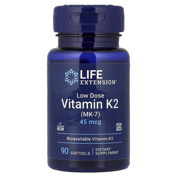 Life Extension, 저용량 비타민K2(MK-7), 45mcg, 소프트젤 90정