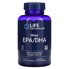 Life Extension, メガEPA（エイコサペンタエン酸）／DHA（ドコサヘキサエン酸）、ソフトジェル120粒