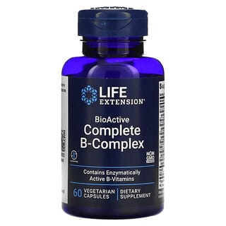 Life Extension‏, BioActive Complete B-Complex, קומפלקס ויטמין B BioActive, מכיל 60 כמוסות צמחיות