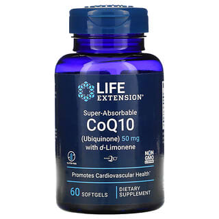 Life Extension, CoQ10 superabsorbible con d-limoneno, 50 mg, 60 cápsulas blandas