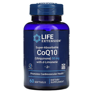 Life Extension, 特易吸收辅酶 Q10 软胶囊，含 D-柠檬油精，50 毫克，60 粒装
