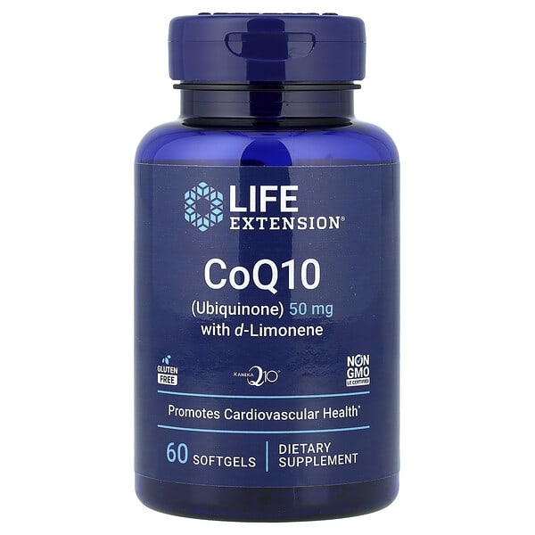 Life Extension, 特易吸收輔酶 Q10 軟膠囊，含 D-檸檬油精，50 毫克，60 粒裝