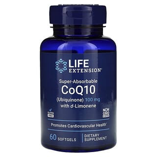 Life Extension, Super-Absorbable CoQ10 (Uniquinona) com d-Limoneno, 100 mg, 60 Cápsulas Softgel