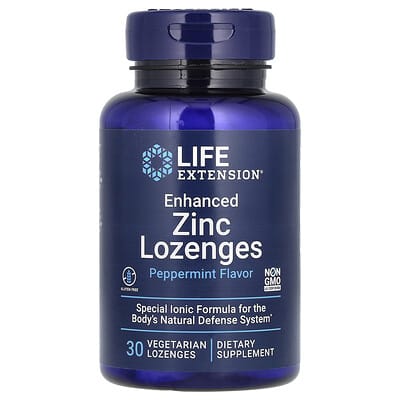 Life Extension, Fortified Zinc Lozenges, Mint Flavor, 30 Vegan Lozenges (18.75 mg Each)