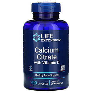 Life Extension, Citrato de calcio con vitamina D, 200 cápsulas