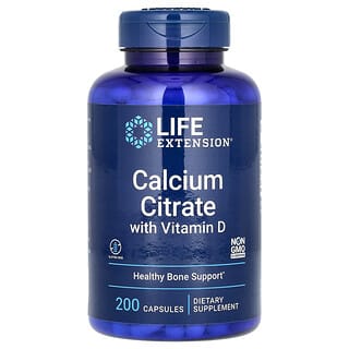 Life Extension, Citrate de calcium avec vitamine D, 200 capsules