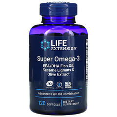 Life Extension, Super Omega-3 EPA/DHA Fish Oil, Sesame Lignans & Olive Extract, 120 Softgels