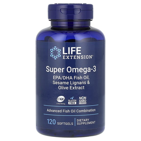 Life Extension, 含芝麻木脂素和橄欖提取物的超級歐米伽-3 EPA/DHA 魚油，120 粒軟凝膠