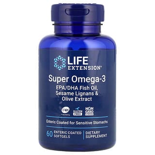 Life Extension, Super Omega-3, EPA/DHA Fish Oil, Sesame Lignans & Olive Extract, 60 Enteric Coated Softgels