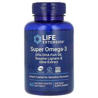 Life Extension, Super Omega-3, EPA/DHA Fish Oil, Sesame Lignans & Olive Extract, 60 Enteric Coated Softgels