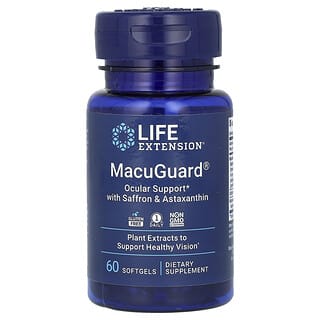 Life Extension, MacuGuard（マキュガード）、サフラン＆アスタキサンチン配合サポート、ソフトジェル60粒