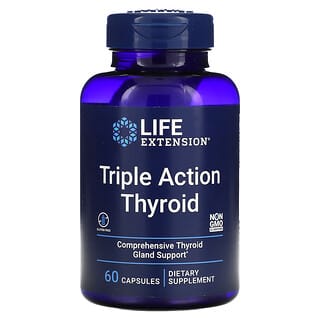 Life Extension, Triple Action Thyroid, комплекс для здоровья щитовидной железы тройного действия, 60 капсул