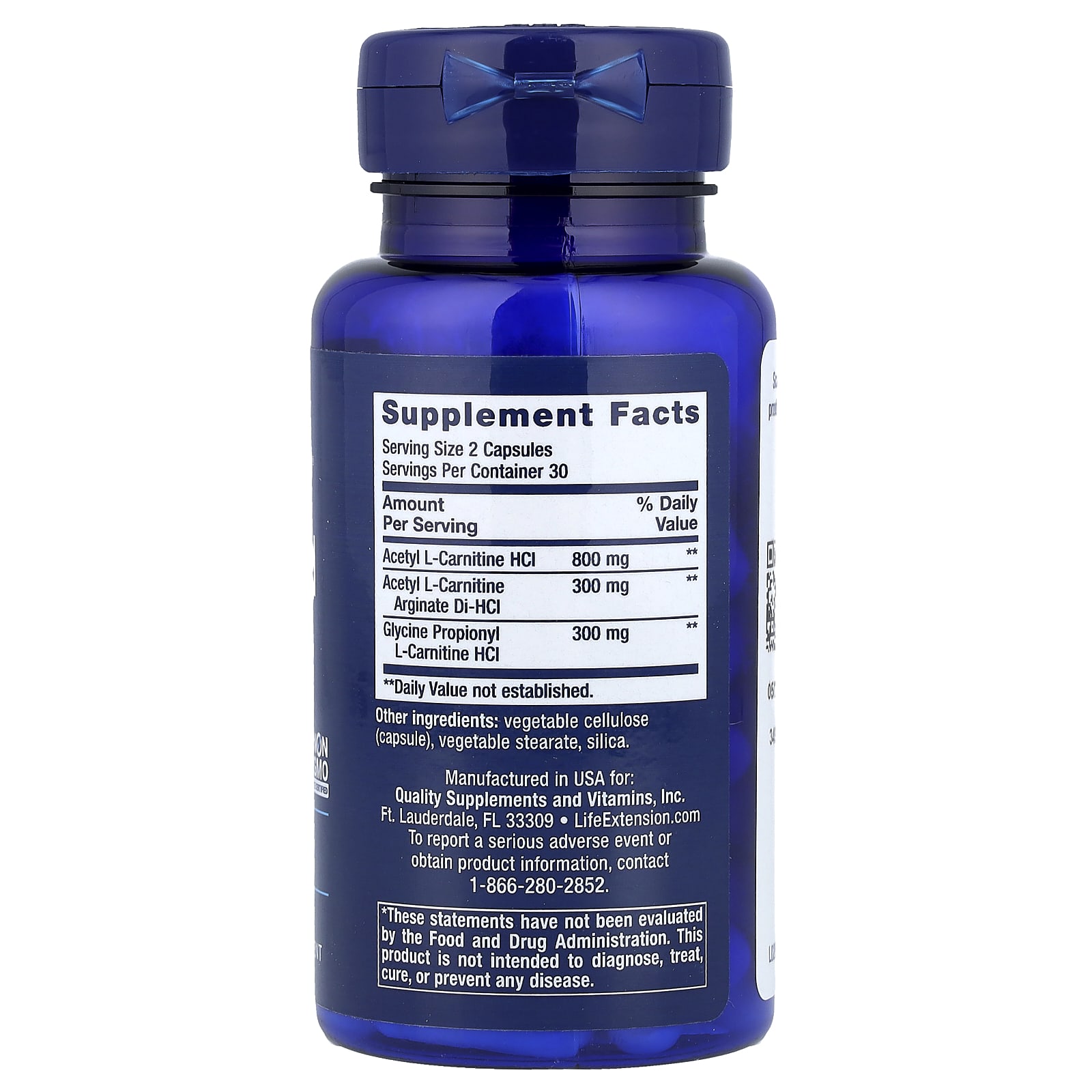Life Extension, Optimize Edilmiş Karnitin, 60 Kapsül