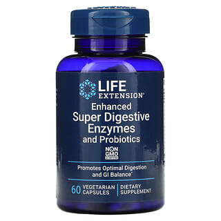 Life Extension, 加強的超級消化酶和益生菌，60 粒素食膠囊