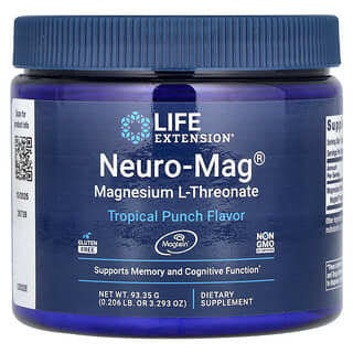 Life Extension, Magnesium L-threonate Neuro-Mag, Sabor Ponche Tropical, 93,35 g (3,293 oz)