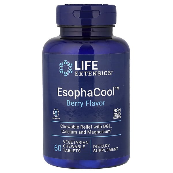 Life Extension, EsophaCool, Berry Flavor, 60 Vegetarian  Chewable Tablets