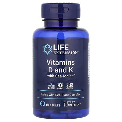 Life Extension, Vitamins D and K with Sea-Iodine™, 60 Capsules Life Extension, Vitamins D and K with Sea-Iodine™, 60 Capsules