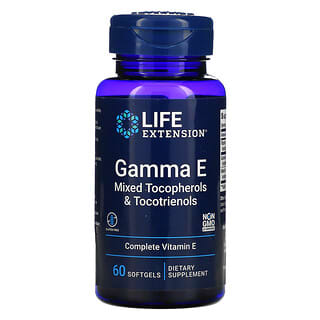 Life Extension, Gamma E, смесь токоферолов и токотриенолов, 60 мягких таблеток