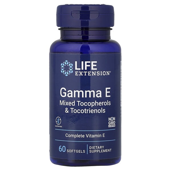 Life Extension, Gamma E，混合生育酚和生育三烯酚，60 粒軟膠囊