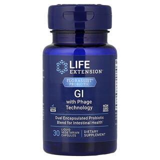 Life Extension, Florassist Probiotic,帶噬菌體技術的 GI,30 粒液體素食膠囊