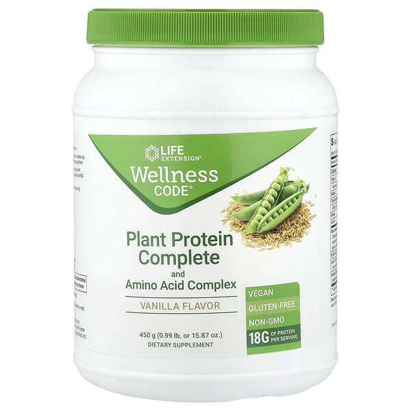 Wellness Code®, Plant Protein Complete and Amino Acid Complex, Vanilla, 0.99 lb (450 g)