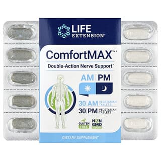 Life Extension, ComfortMAX，双重作用神经帮助，适合早晚，60 片素食片