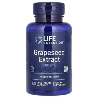 Life Extension, Экстракт виноградных косточек, 100 мг, 60 вегетарианских капсул