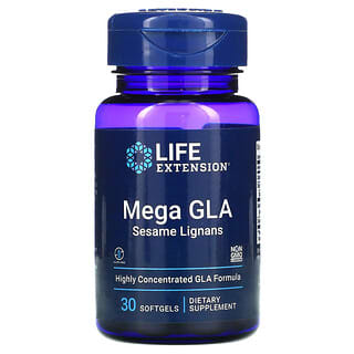 Life Extension, Lignanos de sésamo Mega GLA, 30 cápsulas blandas