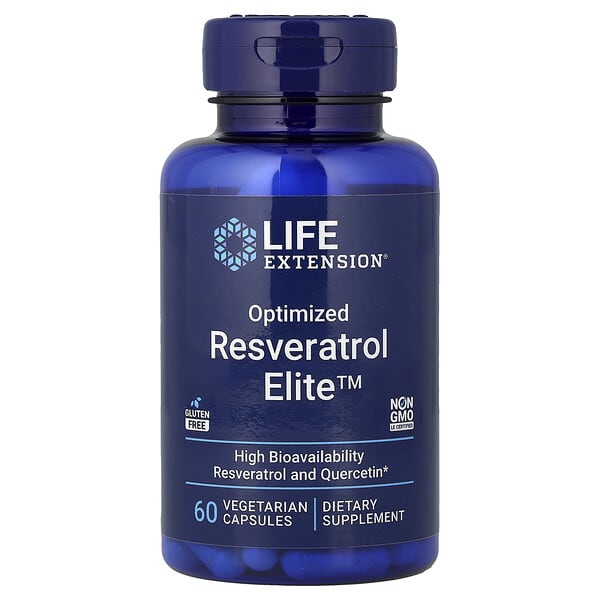 Life Extension, оптимизированный ресвератрол, 60 вегетарианских капсул