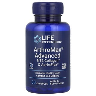 Life Extension, ArthroMax Advanced, NT2 Collagen e ApresFlex, 60 Cápsulas