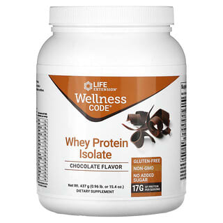 Life Extension, Wellness Code，分离乳清蛋白，巧克力味，0.96 磅（437 克）