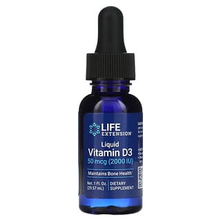 Life Extension, Vitamine D3 liquide, 50 µg (2000 UI), 29,57 ml