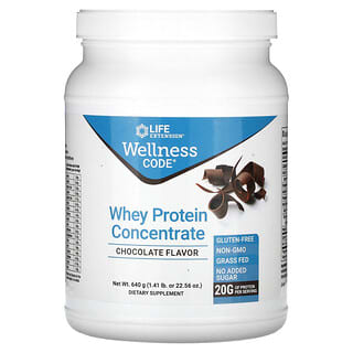 Life Extension, Wellness Code, Concentrado de proteína de suero de leche, Chocolate`` 640 g (1,41 lb)