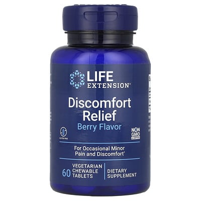 Life Extension, Discomfort Relief, Berry Flavor, 60 Vegan Chewable Tablets