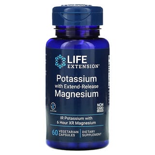 Life Extension, Potassium et magnésium à libération prolongée, 60 capsules végétariennes