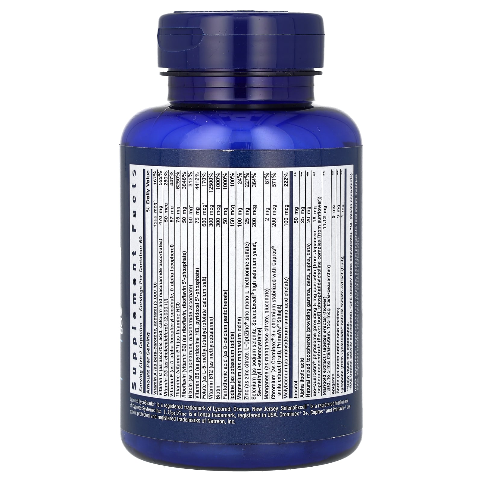 Life Extension, 每日兩粒複合維他命，120 粒膠囊