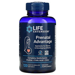 Life Extension, Prenatal Advantage, 120 Cápsulas Softgel Fáceis de Engolir