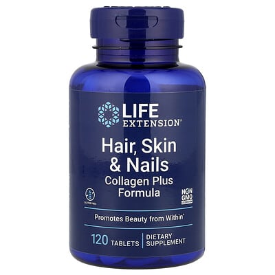 Life Extension, Hair, Skin & Nails, Formula with Collagen, 120 Tablets