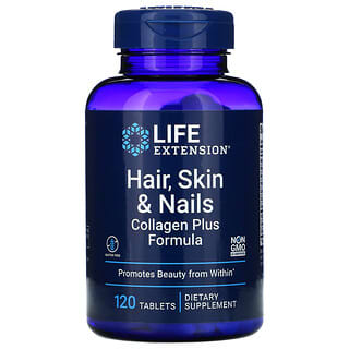 Life Extension, Hair, Skin & Nails, Collagen Plus Formula, 120 Tablets